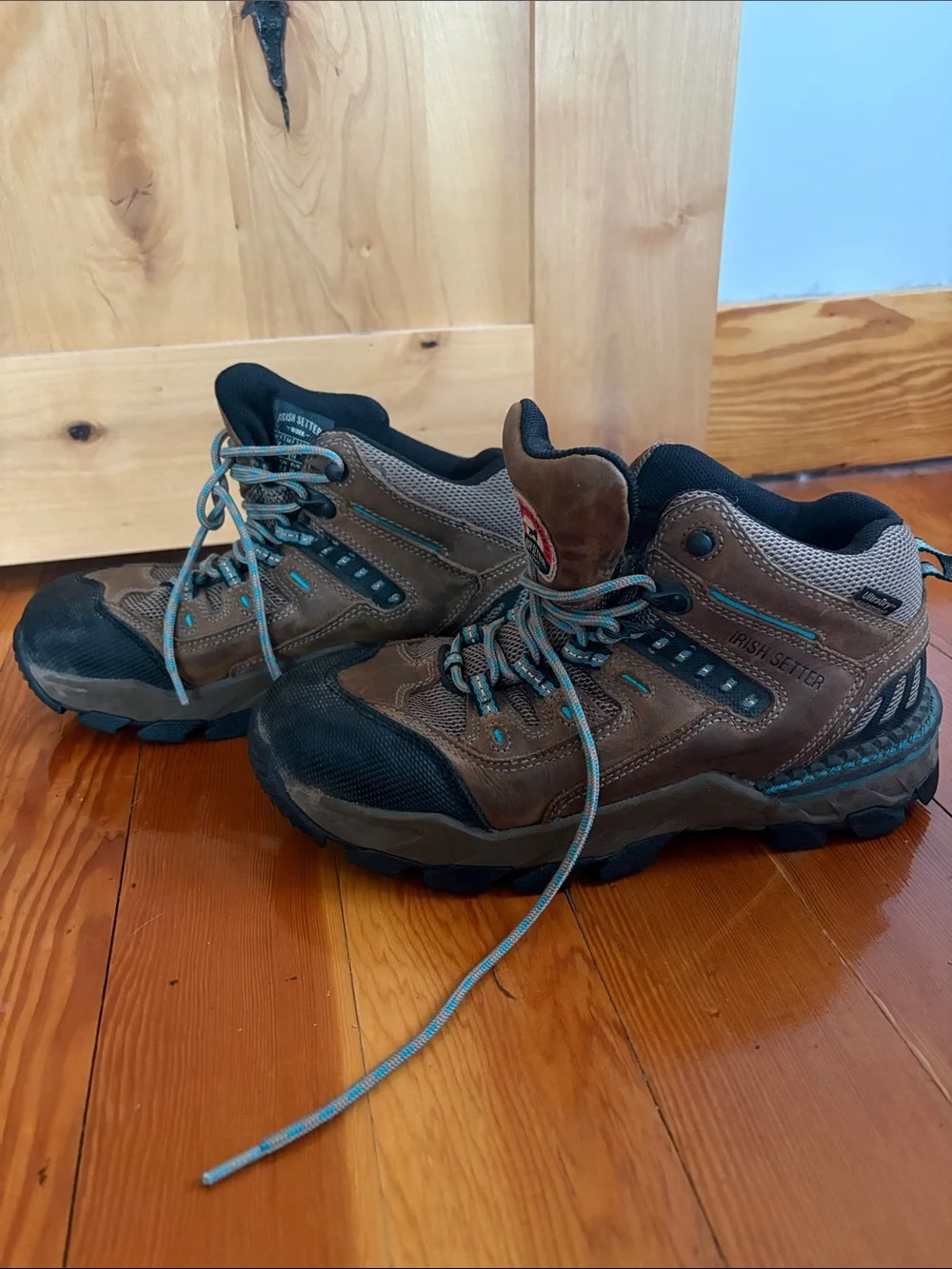 Irish Setter Brown and Black Women's Hiking Boots with Blue laces